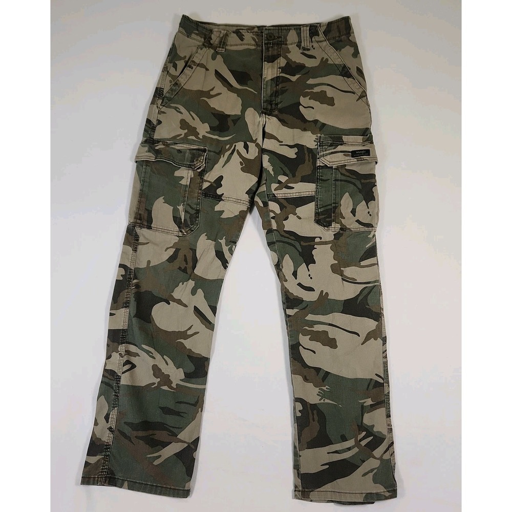 Wrangler Pant Mens 32x30 Camouflage Cotton Blend  Cargo Tapered Workwear Stretch